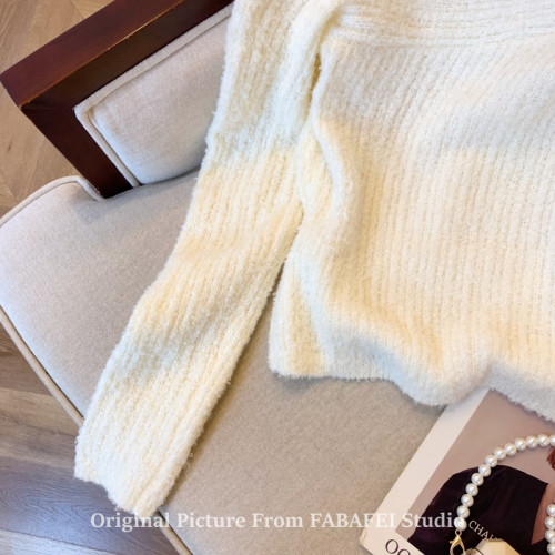 純欲斜領露肩毛衣女2025秋季修身內搭軟糯針織衫純欲一字肩小上衣 純欲斜領露肩毛衣女2025秋季修身內搭軟糯針織衫純欲一字肩小上衣