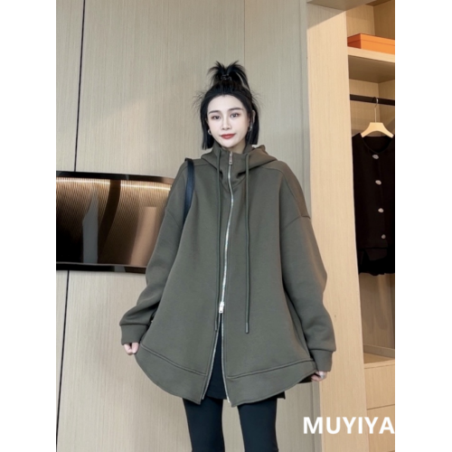 歐貨高品質雙向拉鍊衛衣2025秋季新款大碼胖妹妹時尚休閒顯瘦外套 歐貨高品質雙向拉鍊衛衣2025秋季新款大碼胖妹妹時尚休閒顯瘦外套