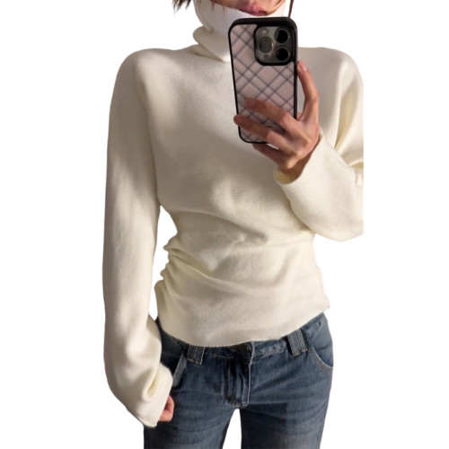 灰色高領修身收腰針織毛衣上衣2025新款內搭打底衫女春秋季可外穿 灰色高領修身收腰針織毛衣上衣2025新款內搭打底衫女春秋季可外穿