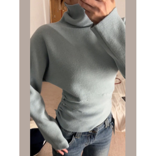 灰色高領修身收腰針織毛衣上衣2025新款內搭打底衫女春秋季可外穿 灰色高領修身收腰針織毛衣上衣2025新款內搭打底衫女春秋季可外穿