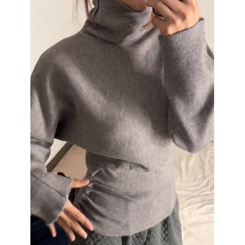 灰色高領修身收腰針織毛衣上衣2025新款內搭打底衫女春秋季可外穿 灰色高領修身收腰針織毛衣上衣2025新款內搭打底衫女春秋季可外穿