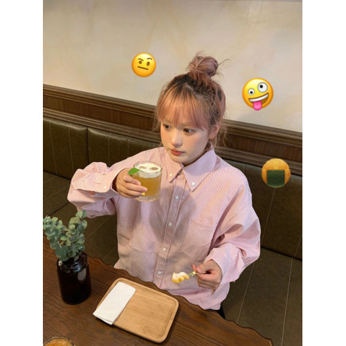 日系復古vintage條紋兔子長袖襯衫女寬松設計感小衆洋氣減齡外套 日系復古vintage條紋兔子長袖襯衫女寬松設計感小衆洋氣減齡外套