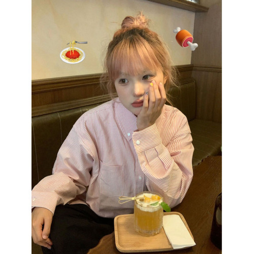 日系復古vintage條紋兔子長袖襯衫女寬松設計感小衆洋氣減齡外套 日系復古vintage條紋兔子長袖襯衫女寬松設計感小衆洋氣減齡外套