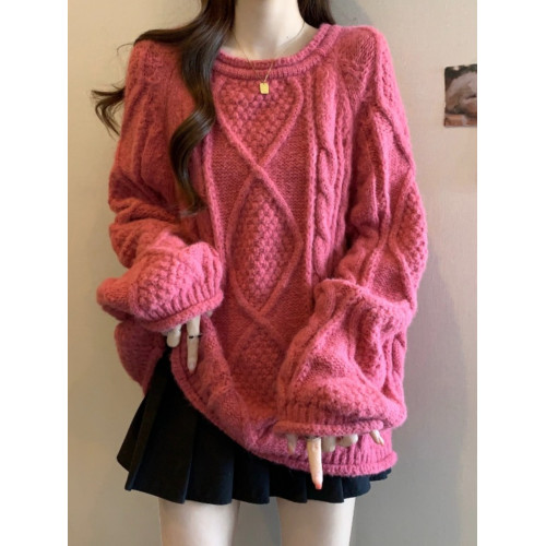 慵懶風麻花正肩毛衣女2025秋冬大碼胖mm奶呼呼軟糯針織中長款上衣 慵懶風麻花正肩毛衣女2025秋冬大碼胖mm奶呼呼軟糯針織中長款上衣