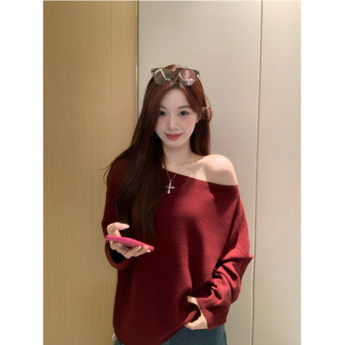 淺咖色斜領露肩毛衣女早秋款穿搭韓系外穿軟糯寬松慵懶高級感上衣 淺咖色斜領露肩毛衣女早秋款穿搭韓系外穿軟糯寬松慵懶高級感上衣