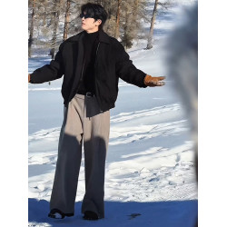 黑武士防風加厚沖鋒衣羽絨服男款冬季bomber美式飛行夾克短款外套