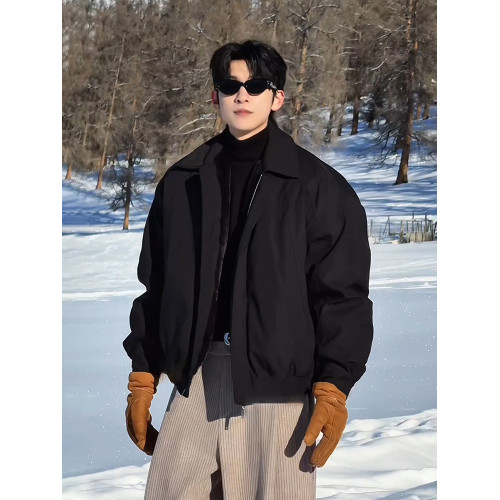 黑武士防風加厚沖鋒衣羽絨服男款冬季bomber美式飛行夾克短款外套 黑武士防風加厚沖鋒衣羽絨服男款冬季bomber美式飛行夾克短款外套