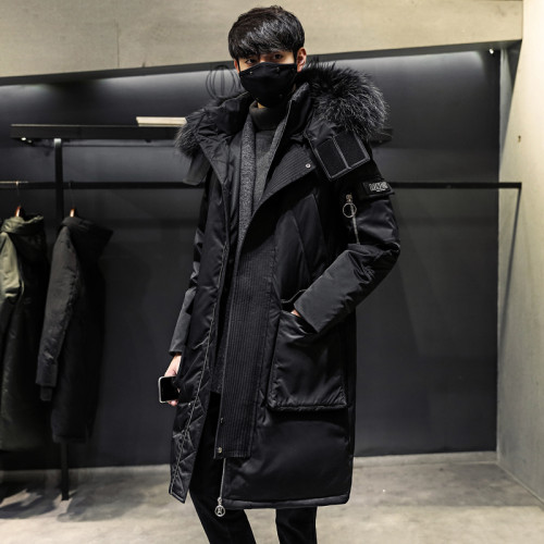 冬季中長款羽絨服男士派克服初中生高中學生加厚大毛領白鴨絨外套 冬季中長款羽絨服男士派克服初中生高中學生加厚大毛領白鴨絨外套