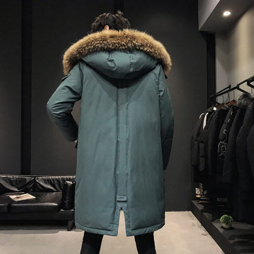 冬季中長款羽絨服男士派克服初中生高中學生加厚大毛領白鴨絨外套 冬季中長款羽絨服男士派克服初中生高中學生加厚大毛領白鴨絨外套