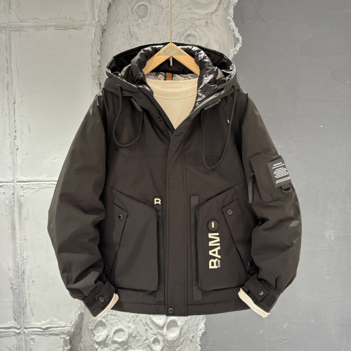 冬季連帽羽絨服男潮牌時尚防風抗寒白鴨絨沖鋒衣拼接加厚保暖外套 冬季連帽羽絨服男潮牌時尚防風抗寒白鴨絨沖鋒衣拼接加厚保暖外套