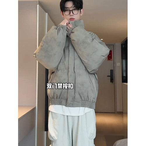 美式復古髒髒短款羽絨服男款冬季加厚立領麵包服cleanfit棉衣外套 美式復古髒髒短款羽絨服男款冬季加厚立領麵包服cleanfit棉衣外套