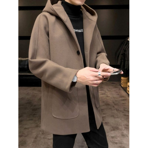 2023秋冬季新款連帽防風中長款外套男修身顯瘦中青年百搭毛呢風衣 2023秋冬季新款連帽防風中長款外套男修身顯瘦中青年百搭毛呢風衣