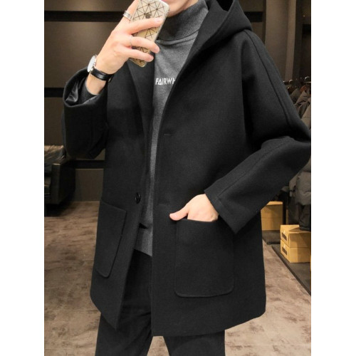 2023秋冬季新款連帽防風中長款外套男修身顯瘦中青年百搭毛呢風衣 2023秋冬季新款連帽防風中長款外套男修身顯瘦中青年百搭毛呢風衣