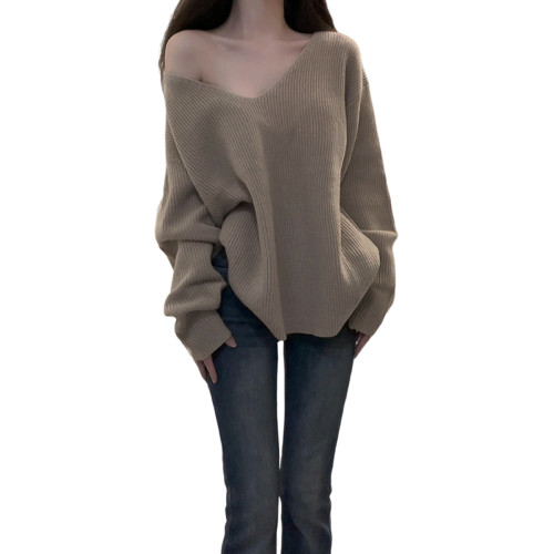 2025新款v領毛衣女秋冬慵懶風高級感內搭打底衫寬松加厚針織上衣 2025新款v領毛衣女秋冬慵懶風高級感內搭打底衫寬松加厚針織上衣