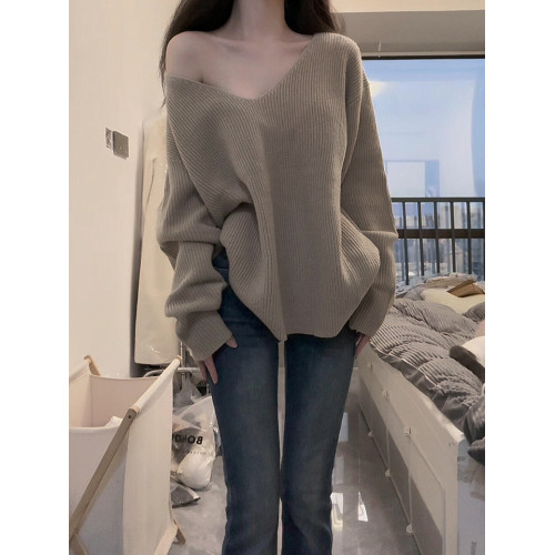 2025新款v領毛衣女秋冬慵懶風高級感內搭打底衫寬松加厚針織上衣 2025新款v領毛衣女秋冬慵懶風高級感內搭打底衫寬松加厚針織上衣