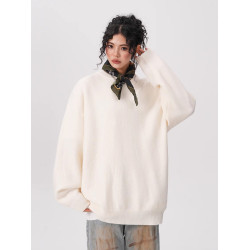 BWKA新年安可拉紅毛衣女男秋冬季復古重磅加厚線衣寬松慵懶針織衫