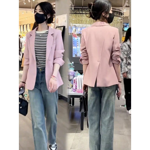 高級感西裝外套女2025春季新款韓版時尚寬松洋氣後背開叉西服上衣 高級感西裝外套女2025春季新款韓版時尚寬松洋氣後背開叉西服上衣