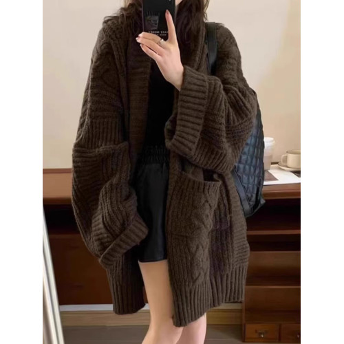 秋冬中長款毛衣外套女春秋外搭慵懶復古奶系穿搭軟糯寬松針織開衫