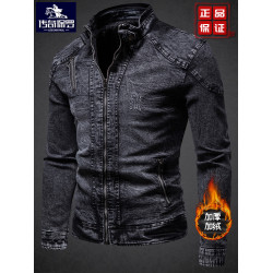 保羅復古牛仔外套男立領夾克秋冬季加絨潮牌修身韓版潮流帥氣衣服