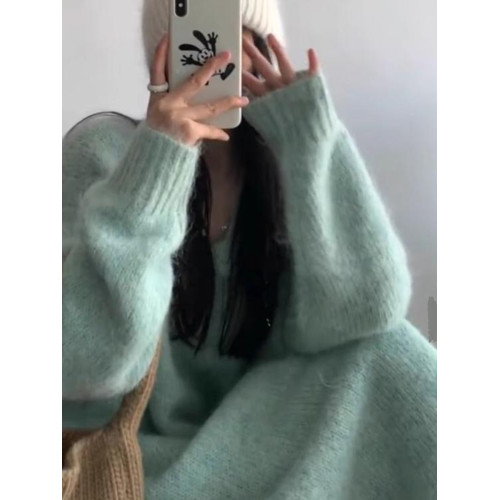 慵懶風寬松長款毛衣裙女秋冬2024新款法式針織打底連衣裙過膝加厚 慵懶風寬松長款毛衣裙女秋冬2024新款法式針織打底連衣裙過膝加厚