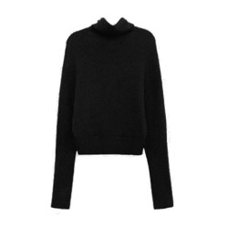 法式半高領黑色套頭堆堆領毛衣女秋冬季加厚慵懶風內搭針織衫上衣