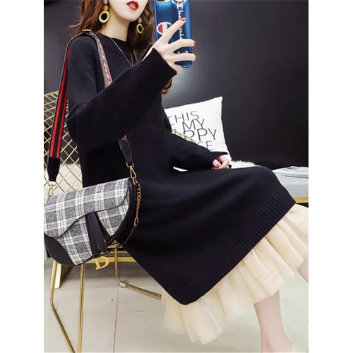 加厚長款過膝毛衣裙女外穿2024秋冬季新款慵懶風設計感針織連衣裙 加厚長款過膝毛衣裙女外穿2024秋冬季新款慵懶風設計感針織連衣裙