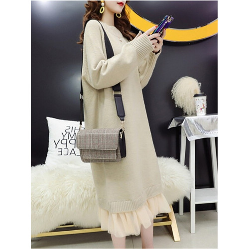 加厚長款過膝毛衣裙女外穿2024秋冬季新款慵懶風設計感針織連衣裙 加厚長款過膝毛衣裙女外穿2024秋冬季新款慵懶風設計感針織連衣裙