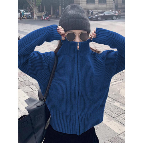 小香風高領針織開衫毛衣外套女裝秋冬新款洋氣減齡打底上衣外穿厚 小香風高領針織開衫毛衣外套女裝秋冬新款洋氣減齡打底上衣外穿厚