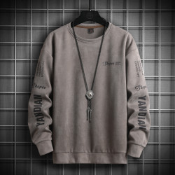 nasa奧特萊斯麂皮絨衛衣男款春季寬松內搭衣服男生圓領長袖打底衫