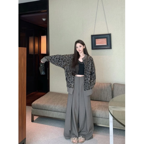 美式復古中長款豹紋毛衣外套女2024秋季新款針織開衫寬松長袖上衣 美式復古中長款豹紋毛衣外套女2024秋季新款針織開衫寬松長袖上衣