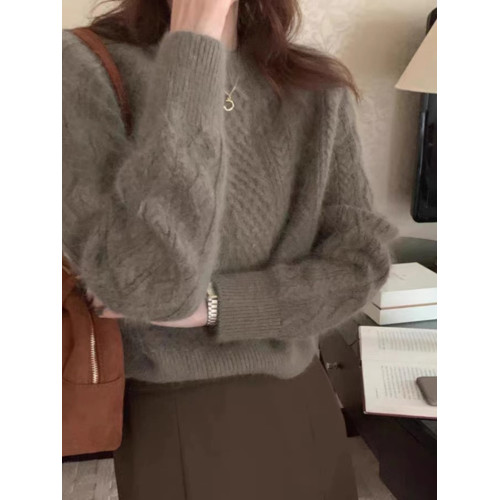 溫柔系上衣時尚洋氣麻花毛衣女秋冬加厚外穿仿浣熊絨高級感針織衫 溫柔系上衣時尚洋氣麻花毛衣女秋冬加厚外穿仿浣熊絨高級感針織衫