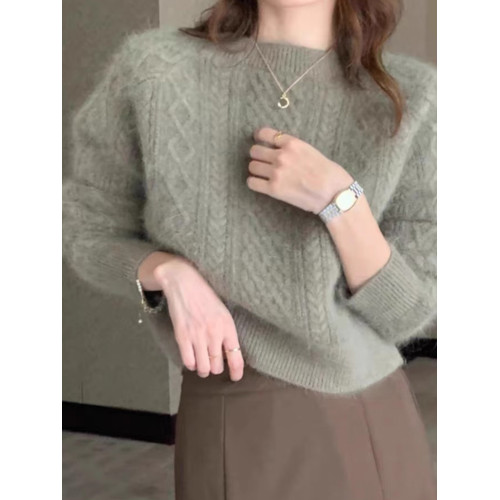 溫柔系上衣時尚洋氣麻花毛衣女秋冬加厚外穿仿浣熊絨高級感針織衫 溫柔系上衣時尚洋氣麻花毛衣女秋冬加厚外穿仿浣熊絨高級感針織衫