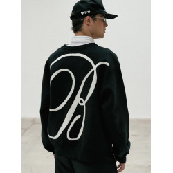 badblood簡約字母提花圓領寬松毛衣女美式復古寬松小衆上衣秋冬