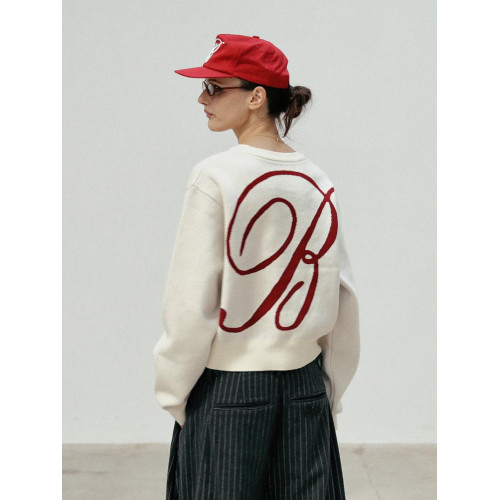 badblood簡約字母提花圓領寬松毛衣女美式復古寬松小衆上衣秋冬 badblood簡約字母提花圓領寬松毛衣女美式復古寬松小衆上衣秋冬