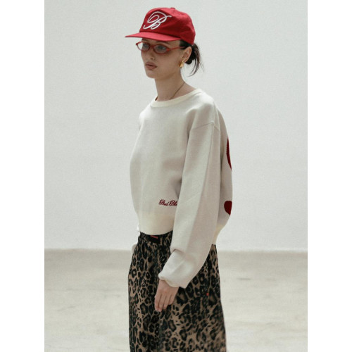 badblood簡約字母提花圓領寬松毛衣女美式復古寬松小衆上衣秋冬 badblood簡約字母提花圓領寬松毛衣女美式復古寬松小衆上衣秋冬