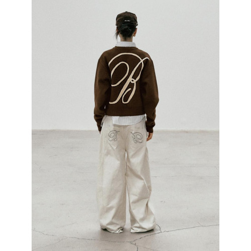 badblood簡約字母提花圓領寬松毛衣女美式復古寬松小衆上衣秋冬 badblood簡約字母提花圓領寬松毛衣女美式復古寬松小衆上衣秋冬