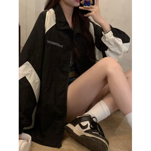 撞色防曬服女2025夏季新款港風寬松大碼休閒冰絲運動沖鋒衣外套潮 撞色防曬服女2025夏季新款港風寬松大碼休閒冰絲運動沖鋒衣外套潮