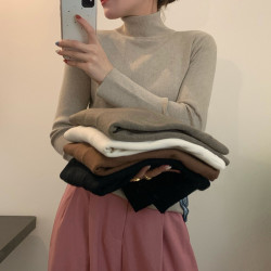 高領打底衫女秋冬季新款大碼胖妹妹內搭毛衣洋氣加厚長袖針織上衣