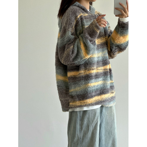 9TH條紋油畫漸變毛衣日系軟糯慵懶復古連帽針織衫寬松外套男女秋 9TH條紋油畫漸變毛衣日系軟糯慵懶復古連帽針織衫寬松外套男女秋