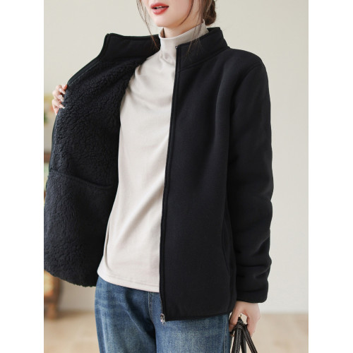 秋冬搖粒絨外套媽媽裝加絨加厚保暖上衣休閒百搭雙面絨開衫夾克女 秋冬搖粒絨外套媽媽裝加絨加厚保暖上衣休閒百搭雙面絨開衫夾克女