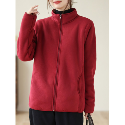 秋冬搖粒絨外套媽媽裝加絨加厚保暖上衣休閒百搭雙面絨開衫夾克女 秋冬搖粒絨外套媽媽裝加絨加厚保暖上衣休閒百搭雙面絨開衫夾克女