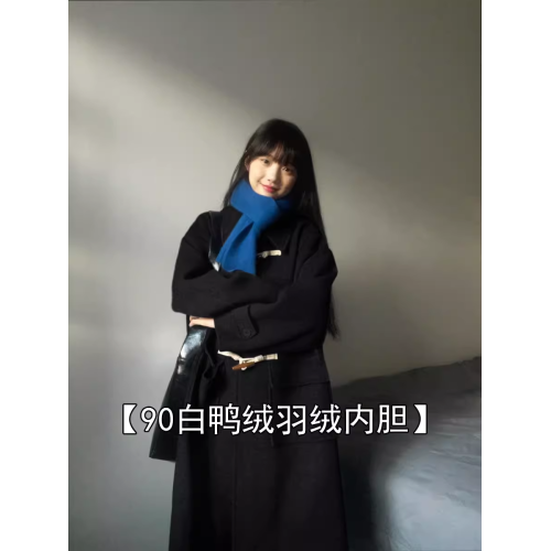 羽絨服女中長款2025冬季新款牛角釦羊毛大衣加厚羽絨內膽毛呢外套 羽絨服女中長款2025冬季新款牛角釦羊毛大衣加厚羽絨內膽毛呢外套