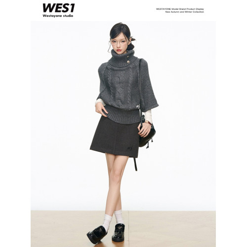 8.12新品 WESTAYONE高領銀釦毛衣上衣女針織衫+連衣裙+短裙套裝 8.12新品 WESTAYONE高領銀釦毛衣上衣女針織衫+連衣裙+短裙套裝