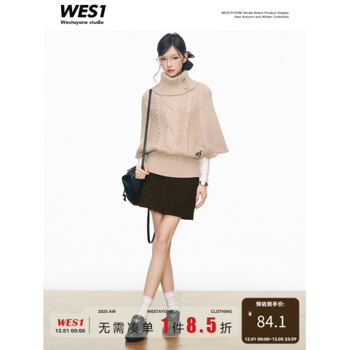 8.12新品 WESTAYONE高領銀釦毛衣上衣女針織衫+連衣裙+短裙套裝 8.12新品 WESTAYONE高領銀釦毛衣上衣女針織衫+連衣裙+短裙套裝