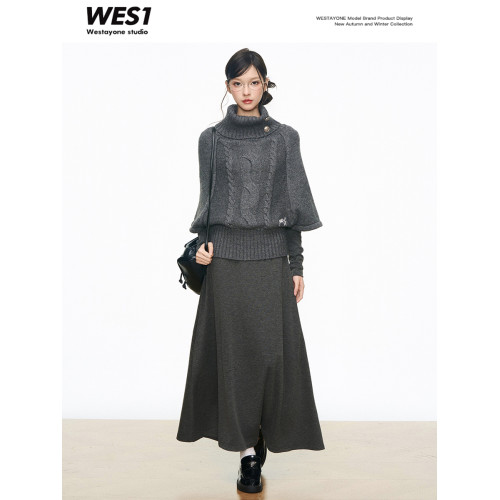 8.12新品 WESTAYONE高領銀釦毛衣上衣女針織衫+連衣裙+短裙套裝 8.12新品 WESTAYONE高領銀釦毛衣上衣女針織衫+連衣裙+短裙套裝