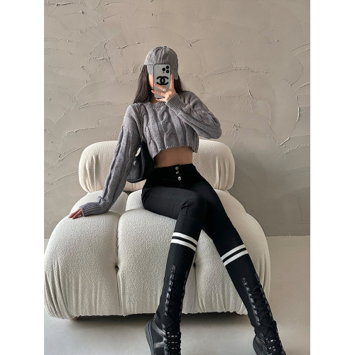 YoungGirlDay美式復古圓領寬松顯瘦短款露臍麻花針織衫長袖毛衣女 YoungGirlDay美式復古圓領寬松顯瘦短款露臍麻花針織衫長袖毛衣女