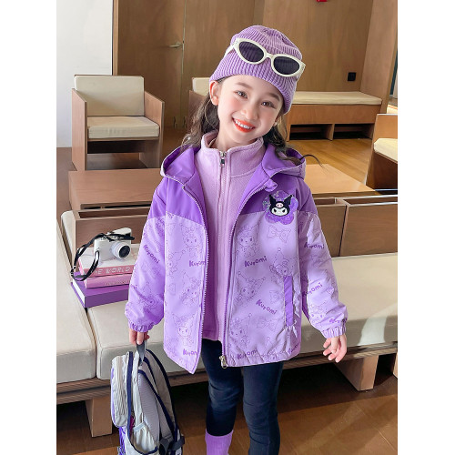 女小童三合一沖鋒衣秋冬款女寶寶夾棉外套冬裝小女孩庫洛米兩件套 女小童三合一沖鋒衣秋冬款女寶寶夾棉外套冬裝小女孩庫洛米兩件套