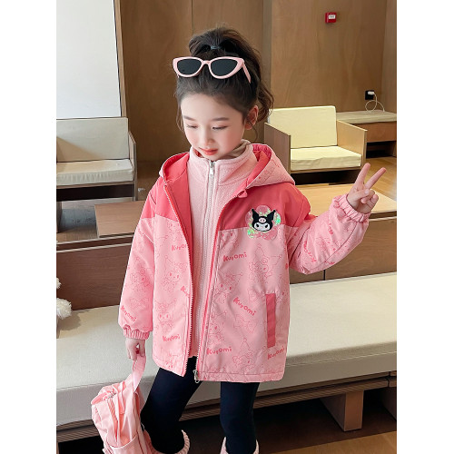 女小童三合一沖鋒衣秋冬款女寶寶夾棉外套冬裝小女孩庫洛米兩件套 女小童三合一沖鋒衣秋冬款女寶寶夾棉外套冬裝小女孩庫洛米兩件套