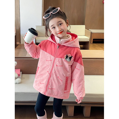 女小童三合一沖鋒衣秋冬款女寶寶夾棉外套冬裝小女孩庫洛米兩件套 女小童三合一沖鋒衣秋冬款女寶寶夾棉外套冬裝小女孩庫洛米兩件套