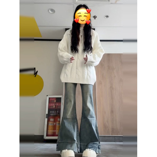 慵懶風高級感寬松套頭白色毛衣秋冬女小個子2025新款加厚外穿毛衫 慵懶風高級感寬松套頭白色毛衣秋冬女小個子2025新款加厚外穿毛衫